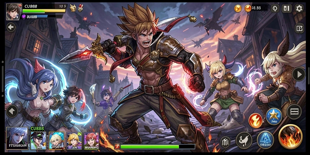 Gameplay seru dalam dunia Anime dengan karakter unik.