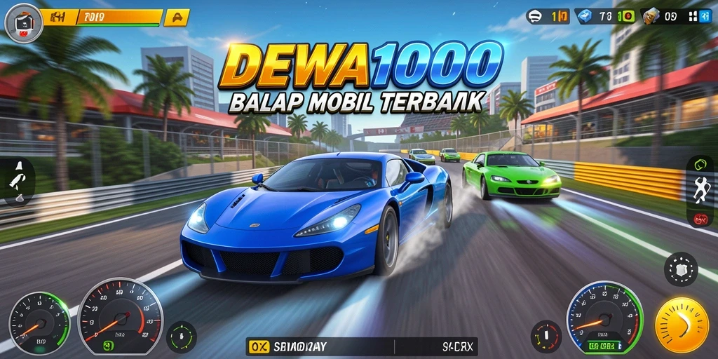 Tampilan gameplay seru DEWA1000 dalam balapan yang mendebarkan.