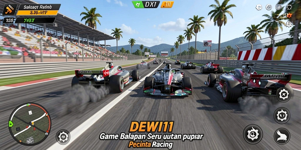 Tampilan menarik gameplay DEWI11 dengan balapan penuh aksi.