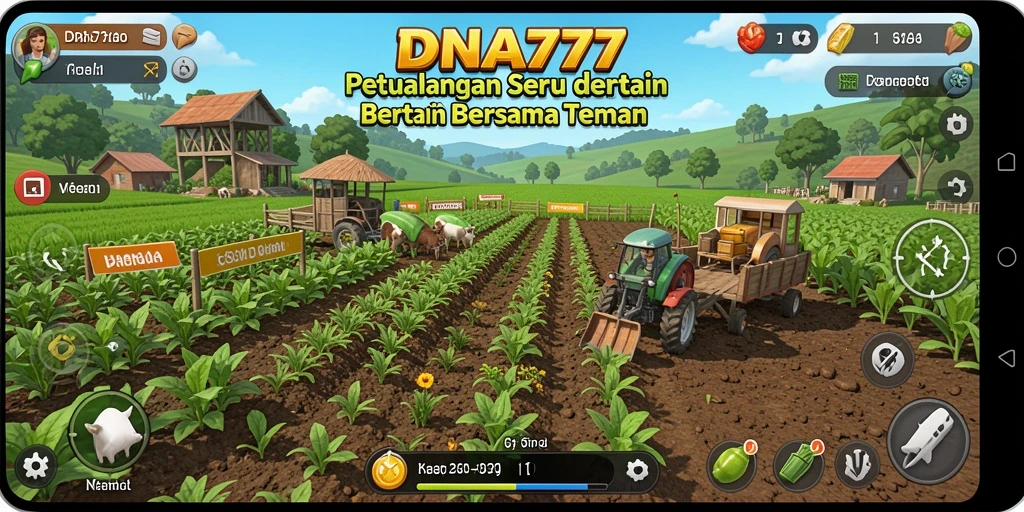 Screenshot gameplay DNA777 yang menampilkan keseruan bertani.