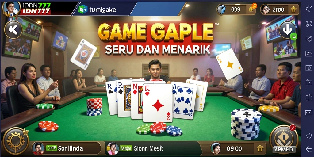 Screenshot gameplay IDN777 yang menunjukkan momen seru dalam permainan Gaple.