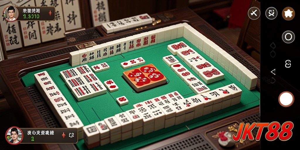 Screenshot JKT88 memperlihatkan gameplay Mahjong yang seru dan penuh warna.