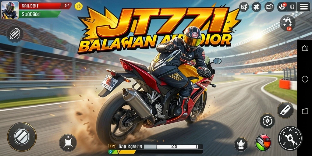 Tampilan gameplay JT777 yang mendebarkan dalam balapan motor.