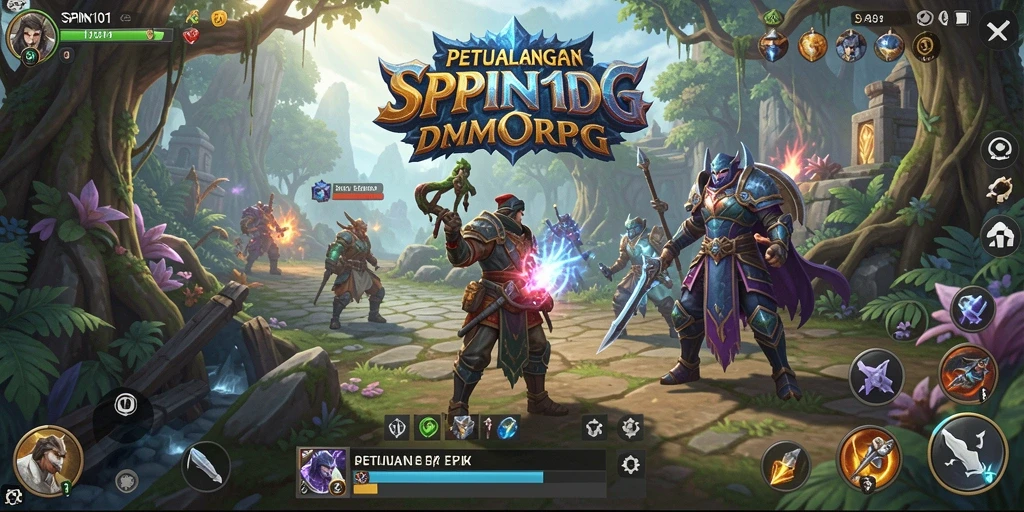 Screenshot SPIN101 menampilkan aksi pertempuran seru dalam dunia MMORPG.
